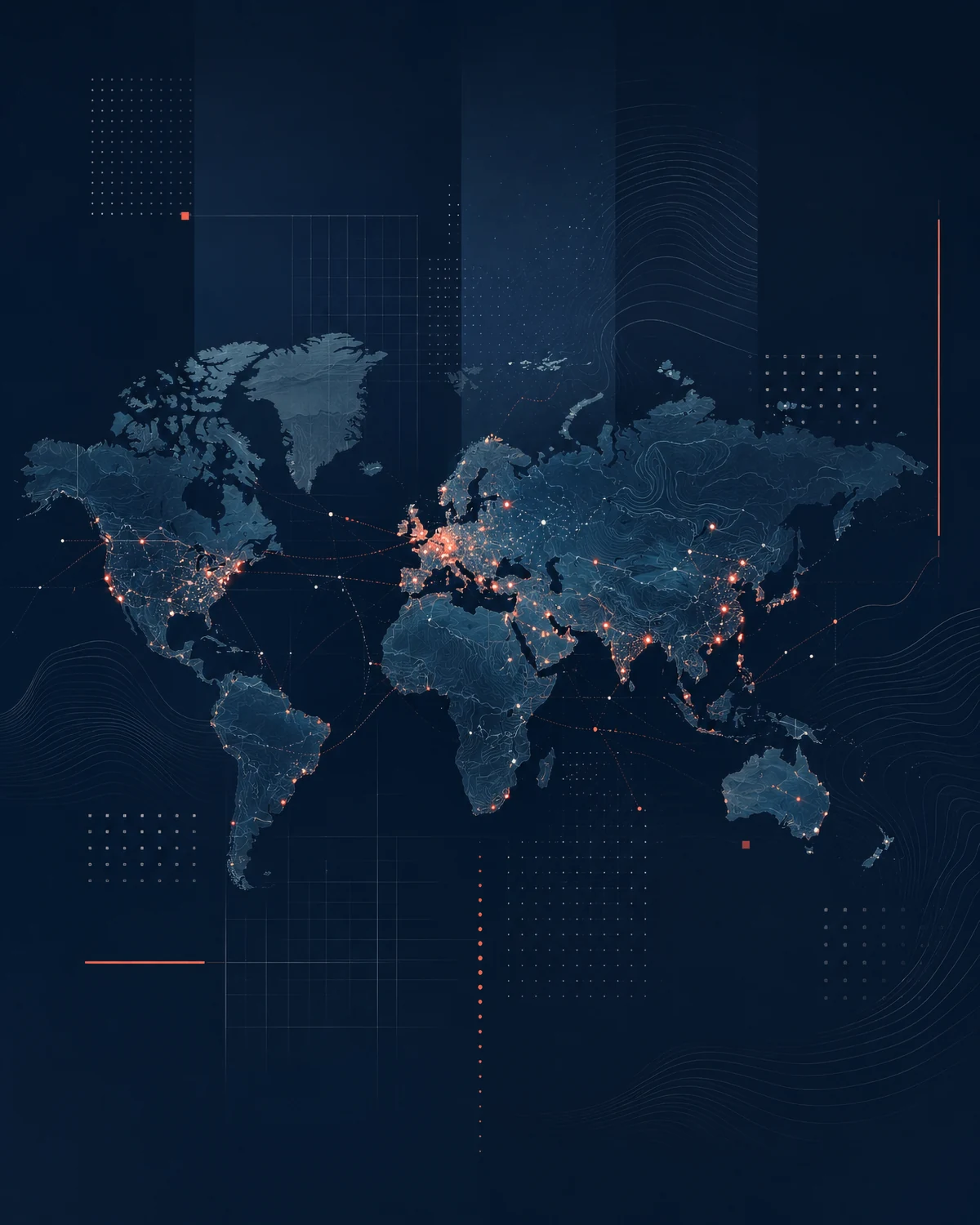 Global power network map graphic for The Power Curve